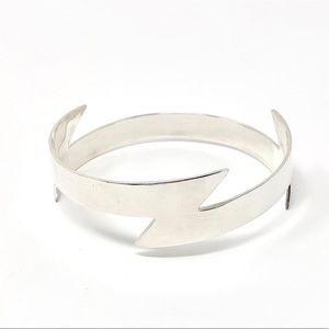 Sterling Silver Lightning Bolt Bangle Bracelet